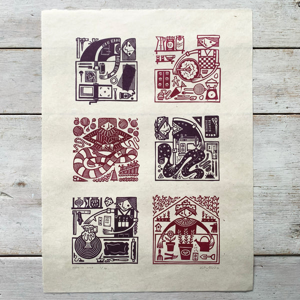 PRE-ORDER - Make It Good - *Limited Edition* linocut (magenta & purple, 30 x 40cm)
