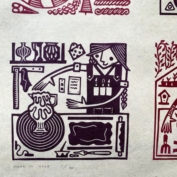 PRE-ORDER - Make It Good - *Limited Edition* linocut (magenta & purple, 30 x 40cm)