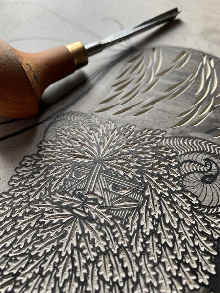 PRE-ORDER - Jack in the Green - *Limited Edition* linocut (dark green 40 x 68 cm)