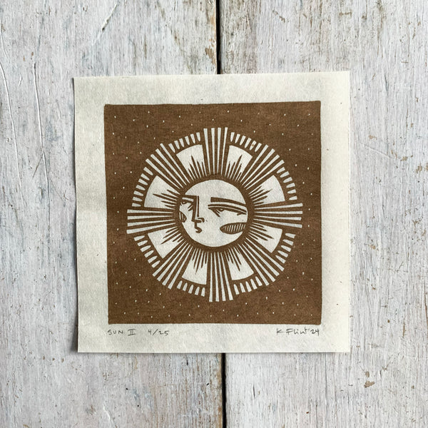 PRE-ORDER - Planets series - FULL SET of 4 - *Limited Edition* linocut mini prints (antique gold)