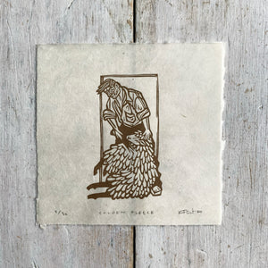 PRE-ORDER - Golden Fleece *Limited Edition* mini print (antique gold on Kitakata; 13 cm x 13 cm)