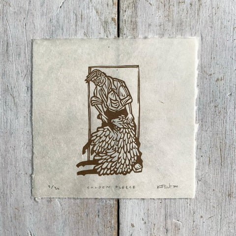 PRE-ORDER - Golden Fleece *Limited Edition* mini print (antique gold on Kitakata; 13 cm x 13 cm)