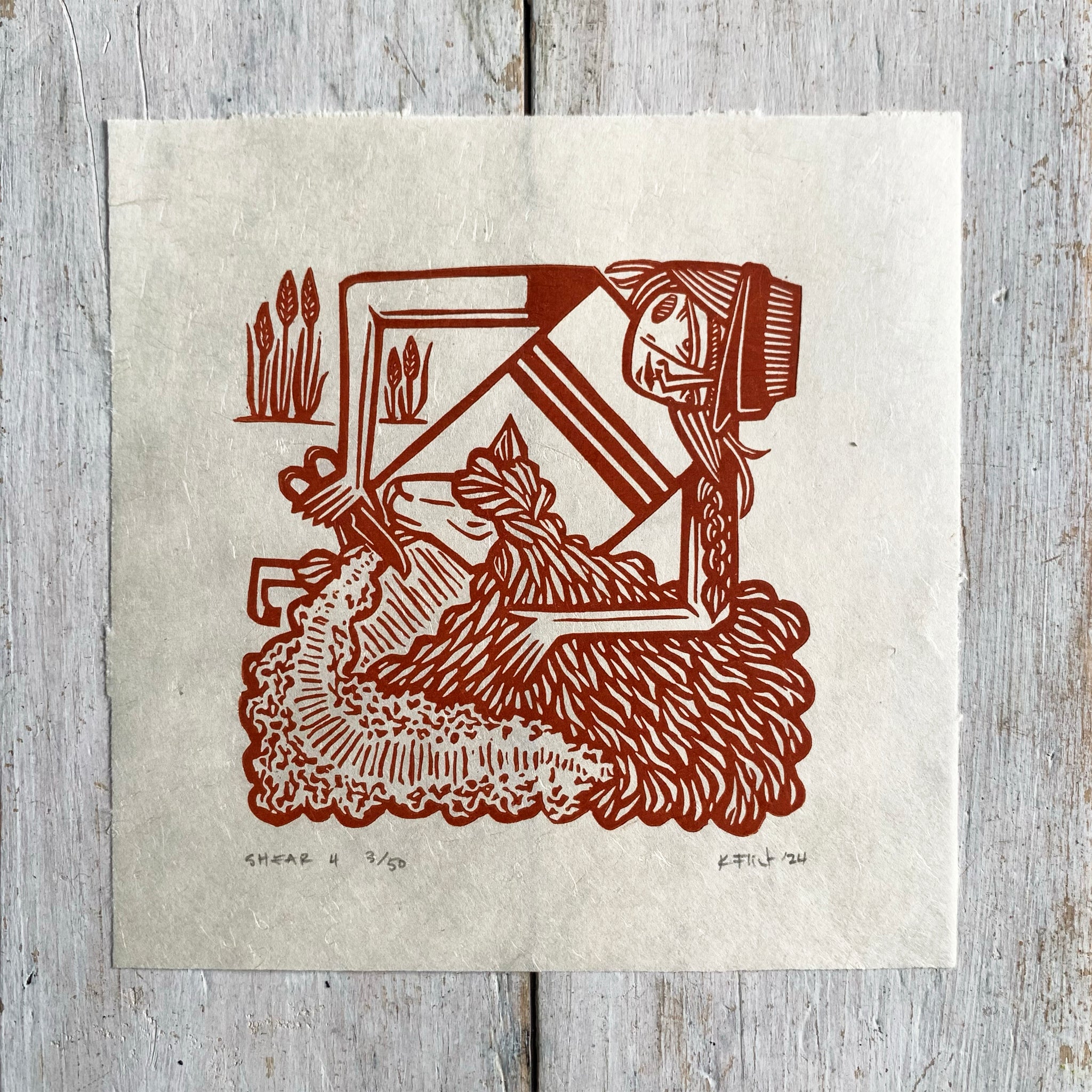 PRE-ORDER - Shear 4 *Limited Edition* (rust on Kitakata; 15 cm x 15 cm)