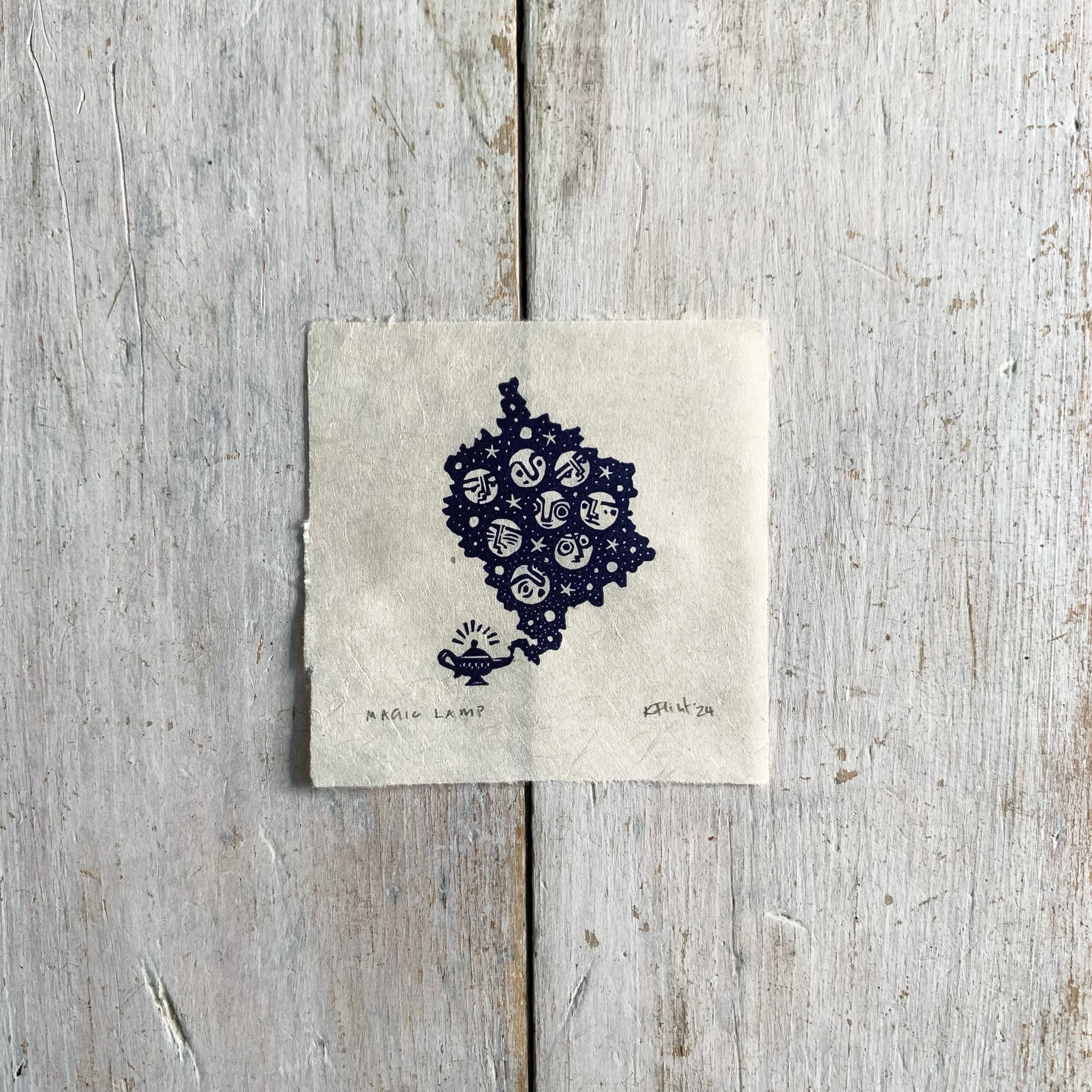 PRE-ORDER - Magic Lamp (deep purple on Kitakata; 8 cm x 8 cm)