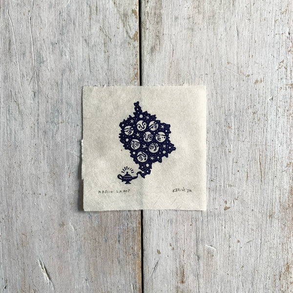 PRE-ORDER - Magic Lamp (deep purple on Kitakata; 8 cm x 8 cm)