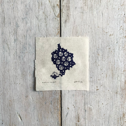 PRE-ORDER - Magic Lamp (deep purple on Kitakata; 8 cm x 8 cm)