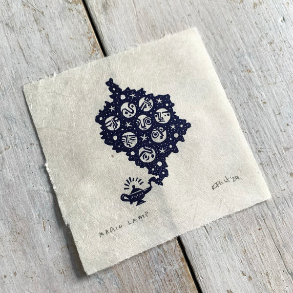 PRE-ORDER - Magic Lamp (deep purple on Kitakata; 8 cm x 8 cm)