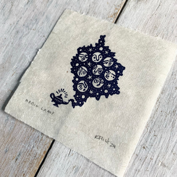 PRE-ORDER - Magic Lamp (deep purple on Kitakata; 8 cm x 8 cm)