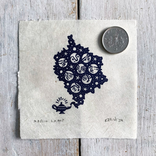 PRE-ORDER - Magic Lamp (deep purple on Kitakata; 8 cm x 8 cm)