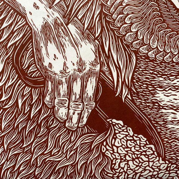 PRE-ORDER - Sit Up Sit Still, Part 2 - *Limited Edition* linocut (rust, 40 x 40cm)