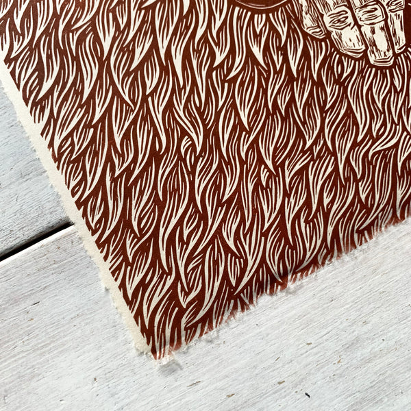 PRE-ORDER - Sit Up Sit Still, Part 2 - *Limited Edition* linocut (rust, 40 x 40cm)