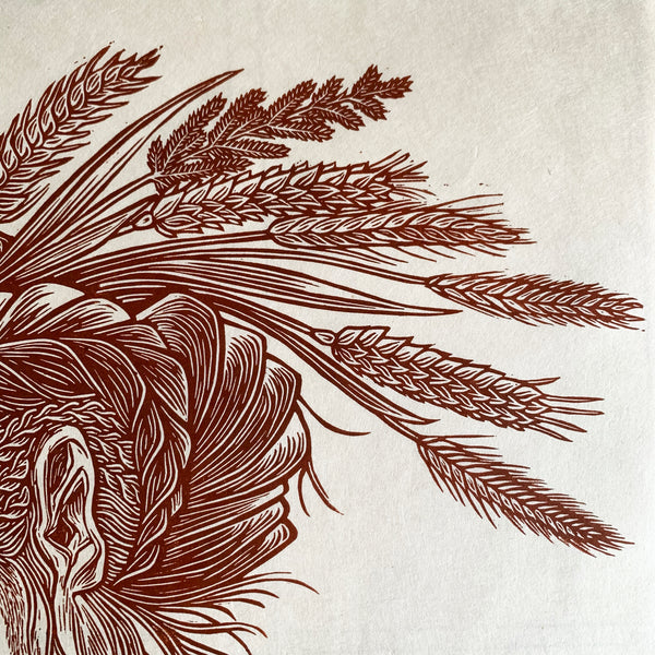 PRE-ORDER - Sit Up Sit Still, Part 1 - *Limited Edition* linocut (rust, 40 x 40cm)