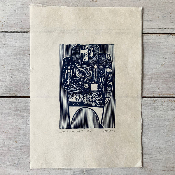 PRE-ORDER - FULL SET of Elements (x8) - *2023 Edition* linocut print (dark blue; 16 cm x 23.5 cm)