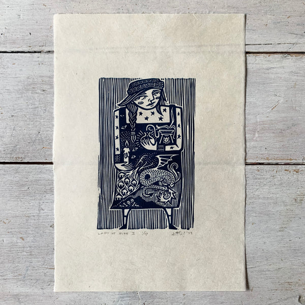PRE-ORDER - FULL SET of Elements (x8) - *2023 Edition* linocut print (dark blue; 16 cm x 23.5 cm)