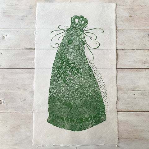 PRE-ORDER - Jack in the Green - *Limited Edition* linocut (dark green 40 x 68 cm)