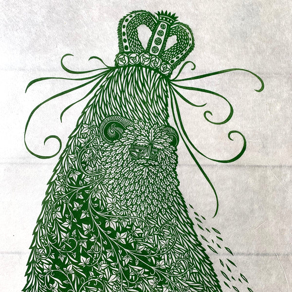 PRE-ORDER - Jack in the Green - *Limited Edition* linocut (dark green 40 x 68 cm)