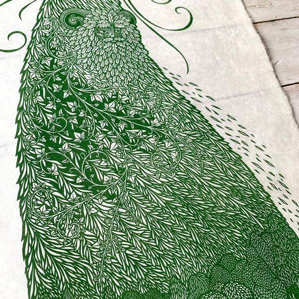 PRE-ORDER - Jack in the Green - *Limited Edition* linocut (dark green 40 x 68 cm)