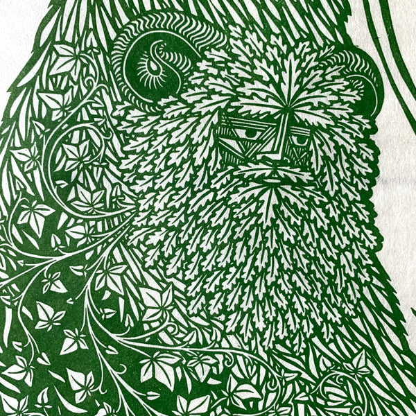 PRE-ORDER - Jack in the Green - *Limited Edition* linocut (dark green 40 x 68 cm)