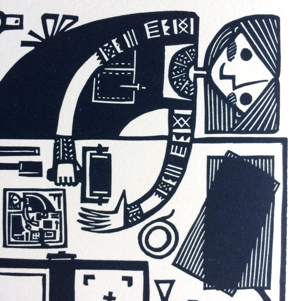 PRE-ORDER - Print / Repeat - linocut print (deep blue; 15 cm x 15 cm)
