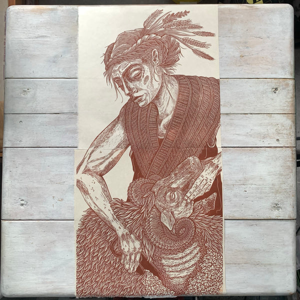 PRE-ORDER - Sit Up Sit Still, Part 2 - *Limited Edition* linocut (rust, 40 x 40cm)