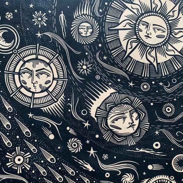 PRE-ORDER - Celestial Bodies - *Limited Edition* linocut (dark blue, 42 x 42cm)