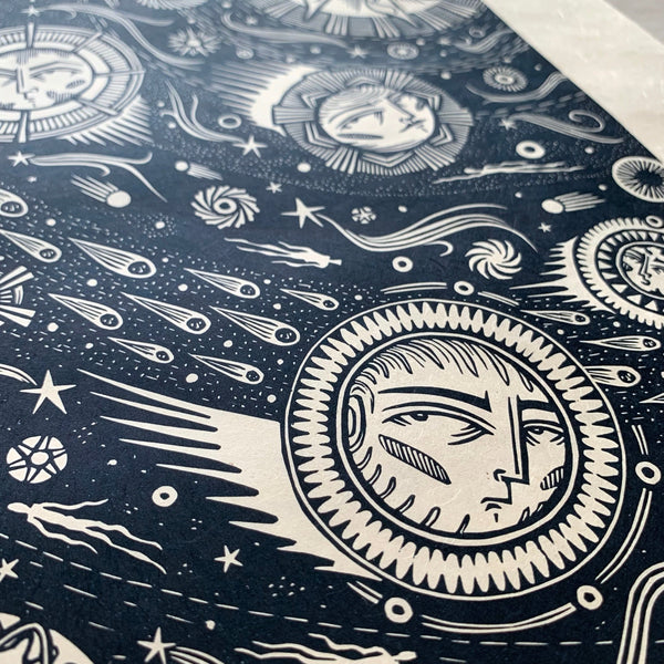PRE-ORDER - Celestial Bodies - *Limited Edition* linocut (dark blue, 42 x 42cm)