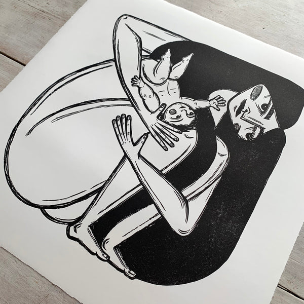 PRE-ORDER - ...And Child - *Limited Edition* linocut (black, 47 x 47 cm)