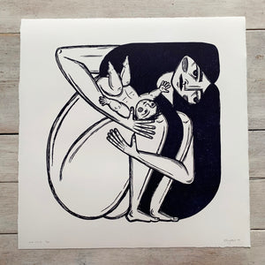 PRE-ORDER - ...And Child - *Limited Edition* linocut (dark Prussian blue, 47 x 47 cm)