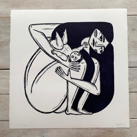 PRE-ORDER - ...And Child - *Limited Edition* linocut (dark Prussian blue, 47 x 47 cm)