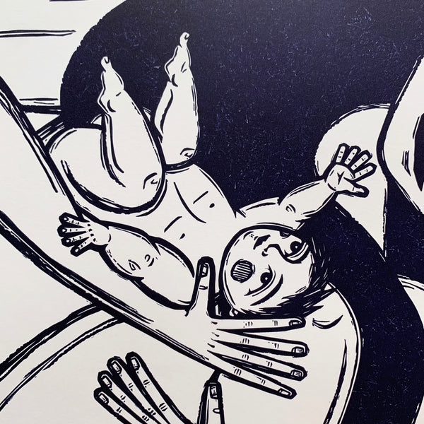 PRE-ORDER - ...And Child - *Limited Edition* linocut (dark Prussian blue, 47 x 47 cm)