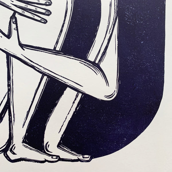 PRE-ORDER - ...And Child - *Limited Edition* linocut (dark Prussian blue, 47 x 47 cm)