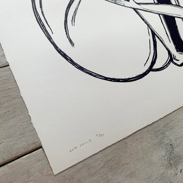 PRE-ORDER - ...And Child - *Limited Edition* linocut (dark Prussian blue, 47 x 47 cm)