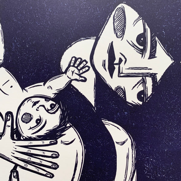 PRE-ORDER - ...And Child - *Limited Edition* linocut (dark Prussian blue, 47 x 47 cm)