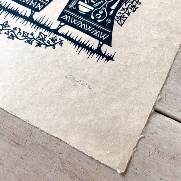 PRE-ORDER - Three Cunning Women - *Limited Edition* linocut print (30 cm x 30 cm)
